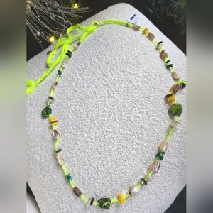 Free People x Ariana Ost,  At The Market Necklace, Neon Green - NEW!